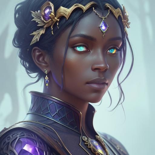 Fantasy Gemstone Portrait in Art Nouveau Style