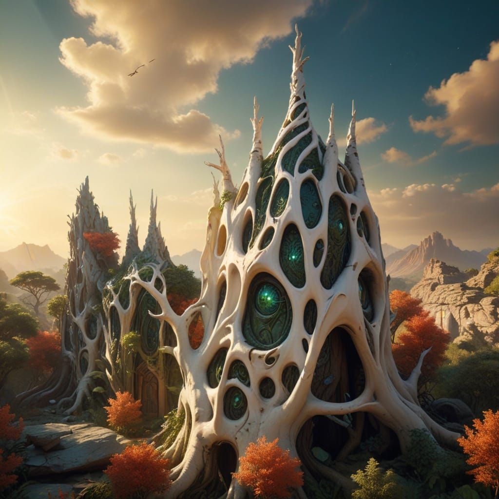 Ancient Tree with Mage in Jungle Clearing