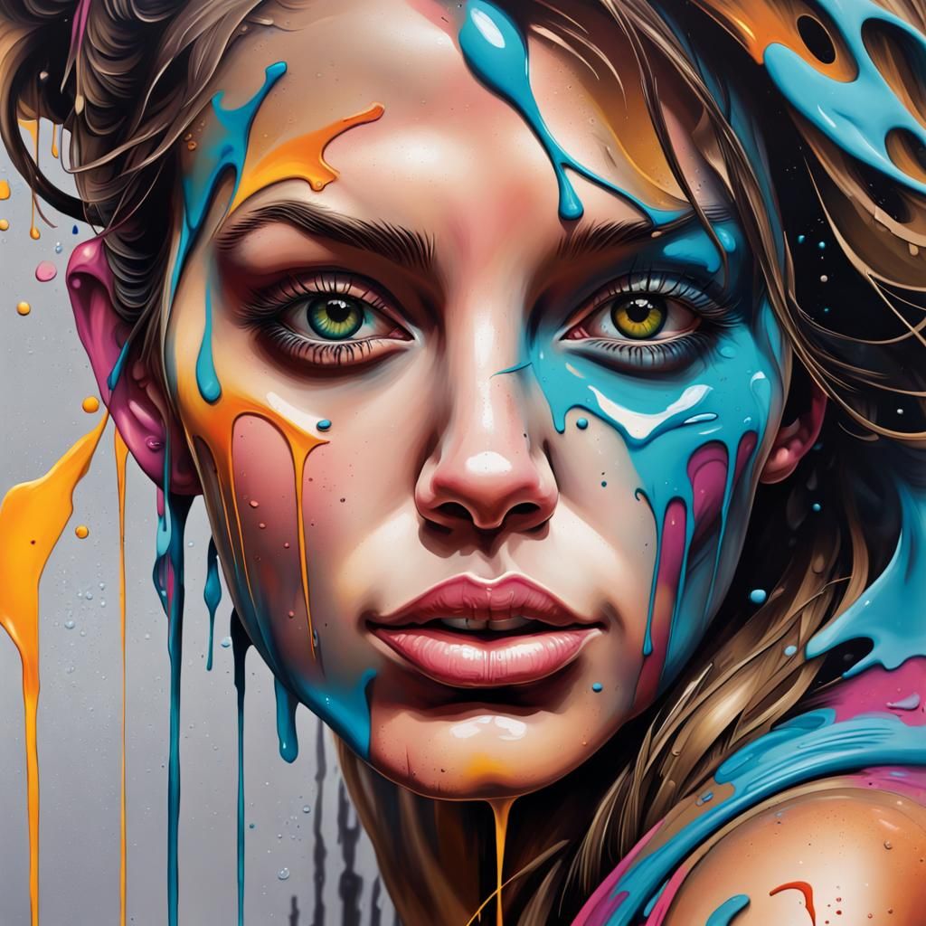 Colorful Graffiti Art Portrait of a Woman
