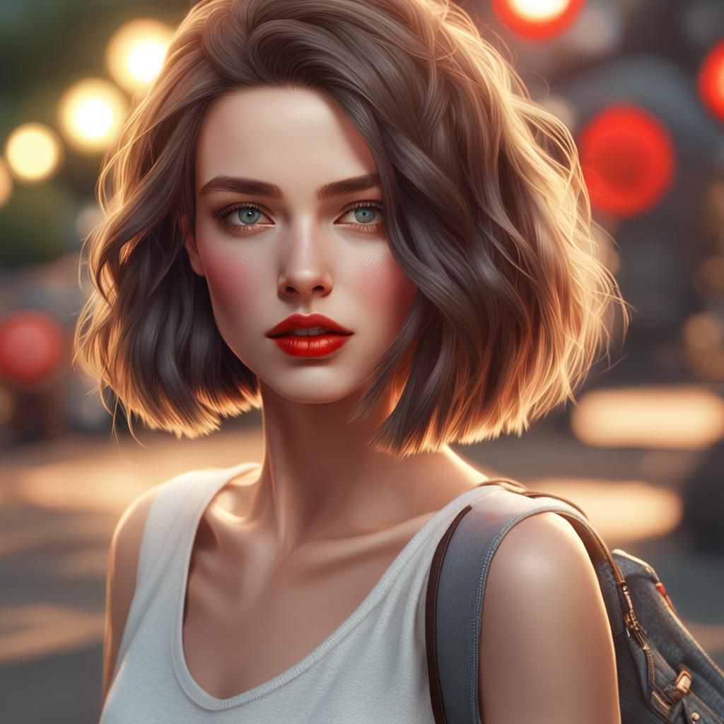 Beautiful Woman with Flowing Hair, Detailed Digital Art