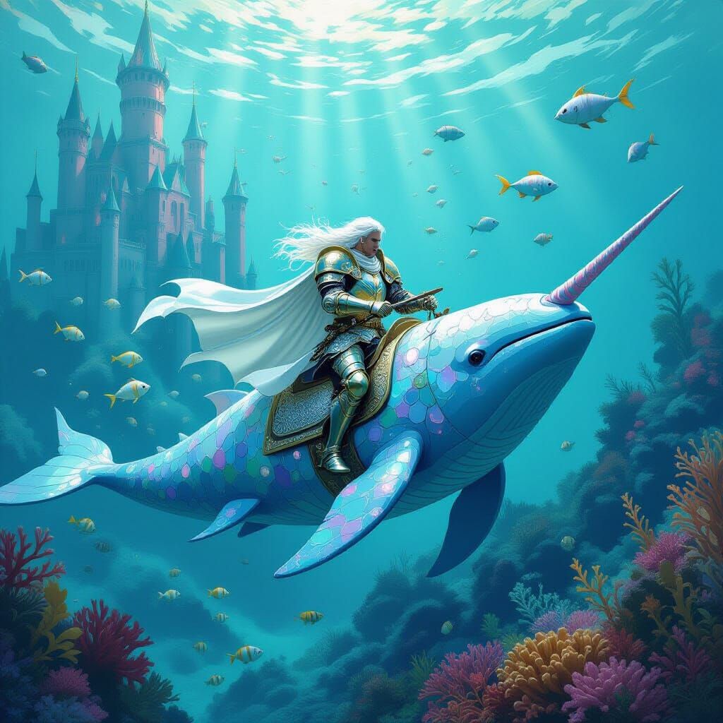 Armored Knight on Narwhal in Coral Kingdom
