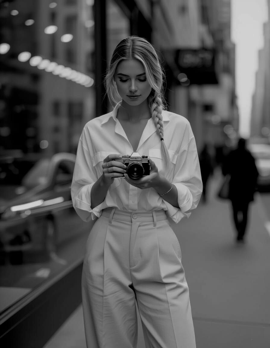 Woman Takes Photos in Busy NYC with Long Exposure