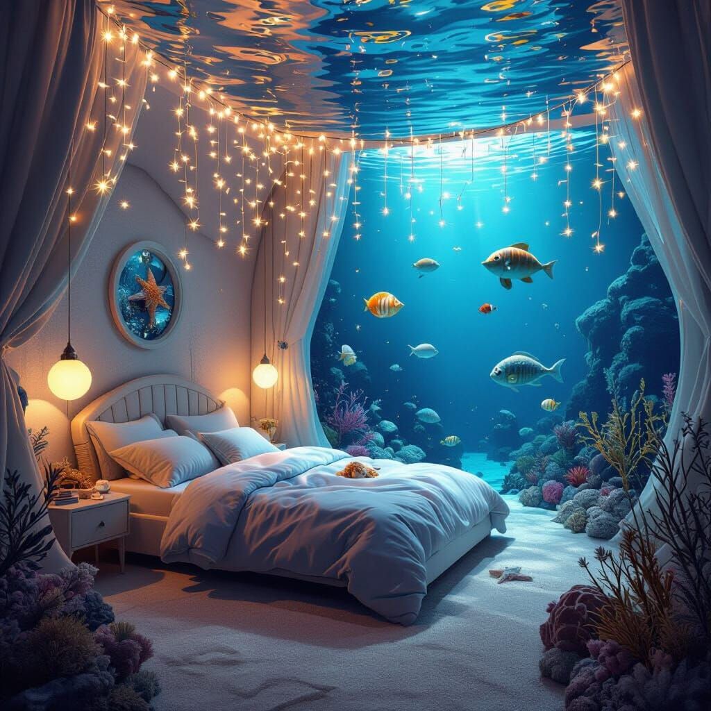 Cute Underwater Room with Floating Lights