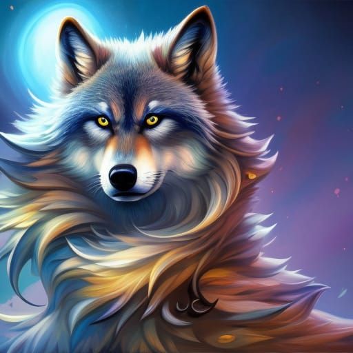 Cartoon Wolf Mad Scientist in Oil Painting Style