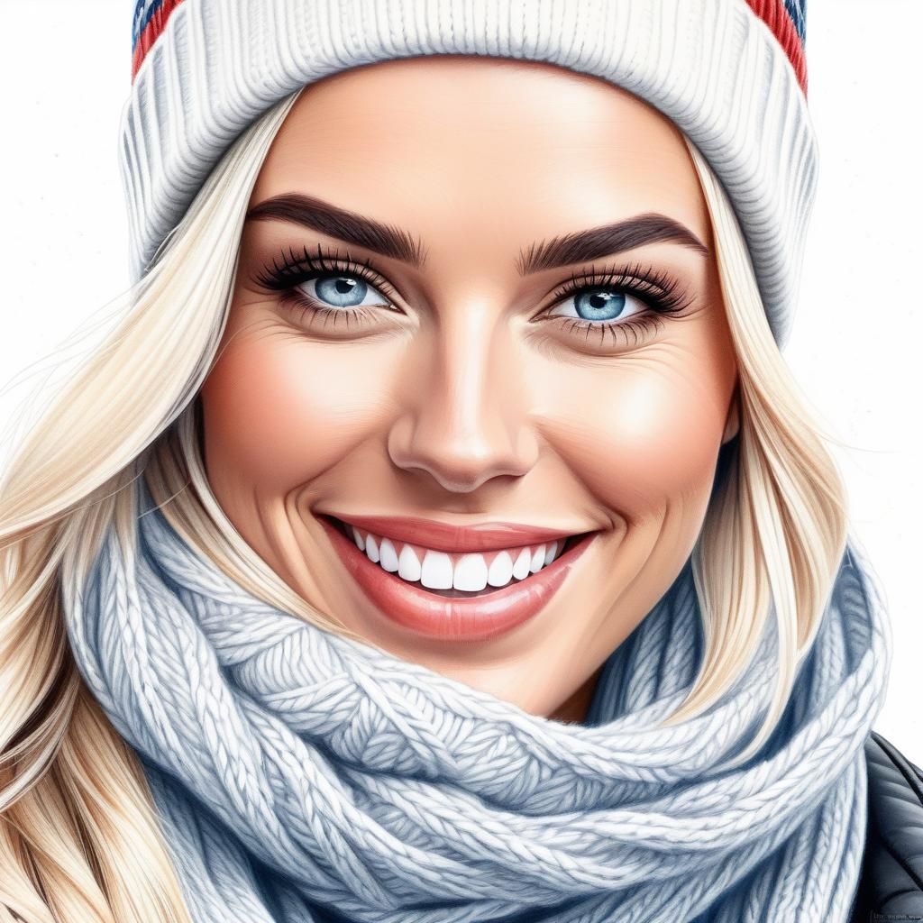 Gorgeous Woman in Colored Pencil Illustration