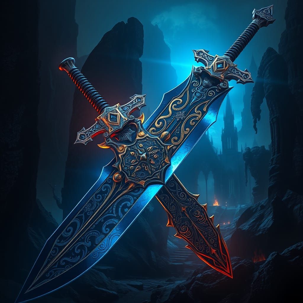 Mystical Great Sword in Dark Fantasy Landscape