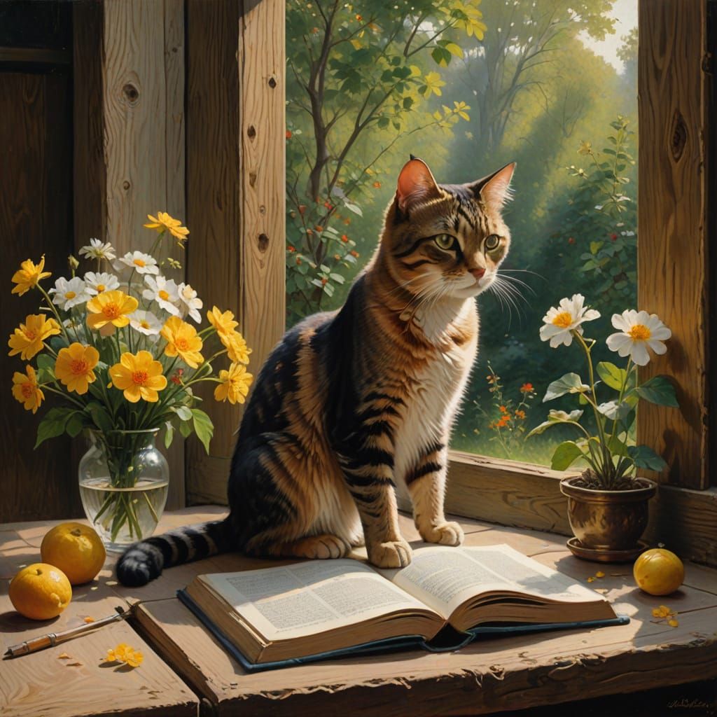Cozy Cat Scene in Warm Afternoon Light