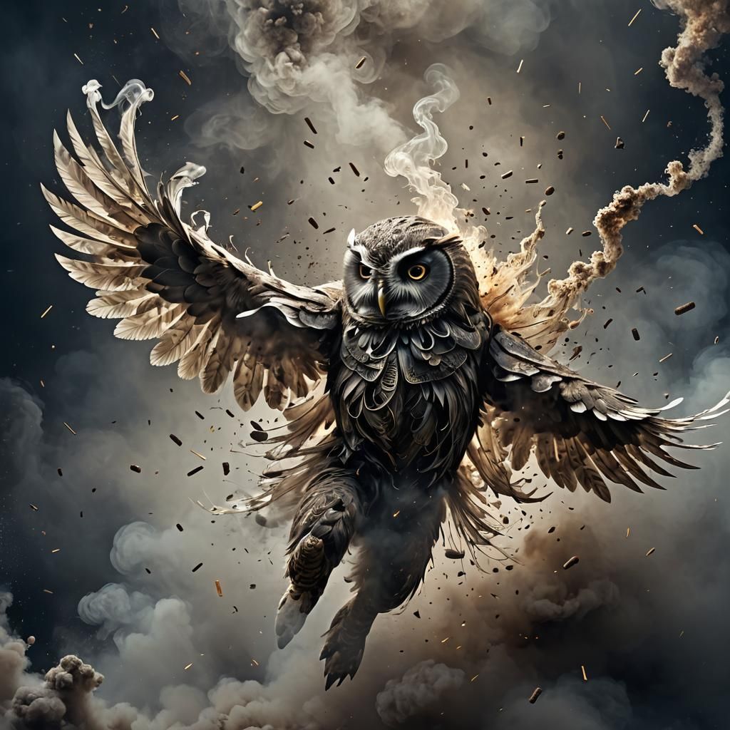 Abstract Smoke Owl Digital Illustration