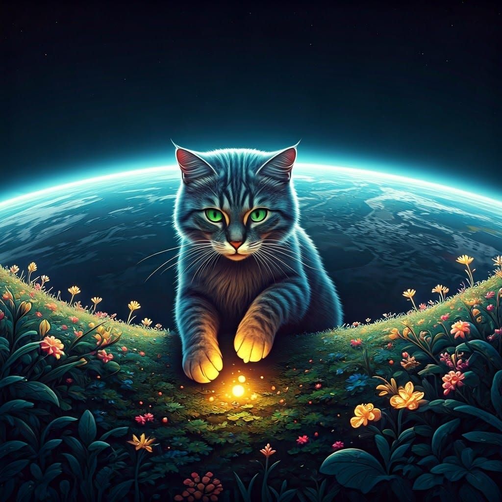 Regal Cat Surveys its Flat Earth Domain