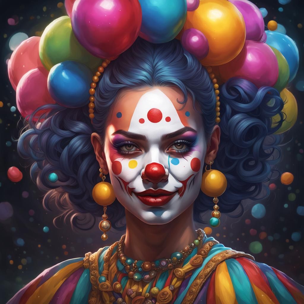 Chicano Style Clown Girl Portrait in 8K