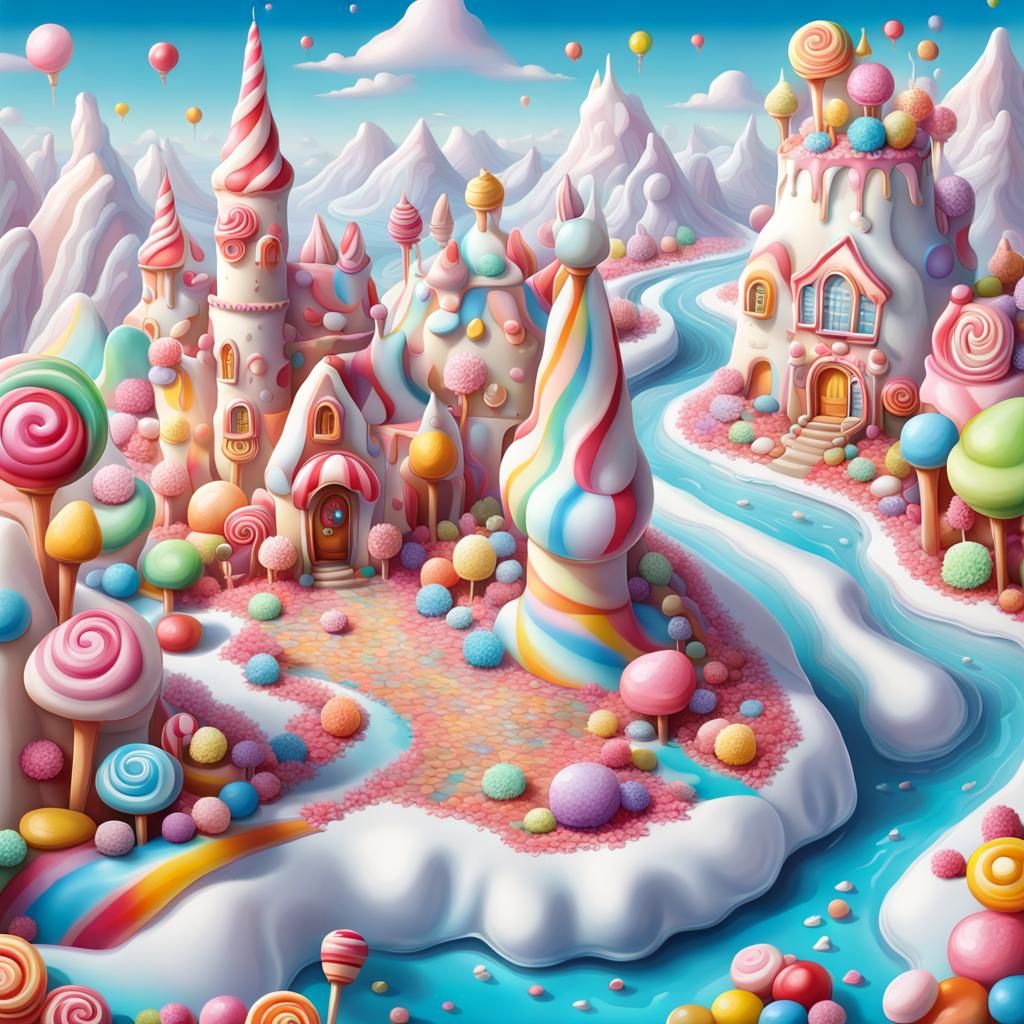 White Chocolate Candy Wonderland in Candy Art Style