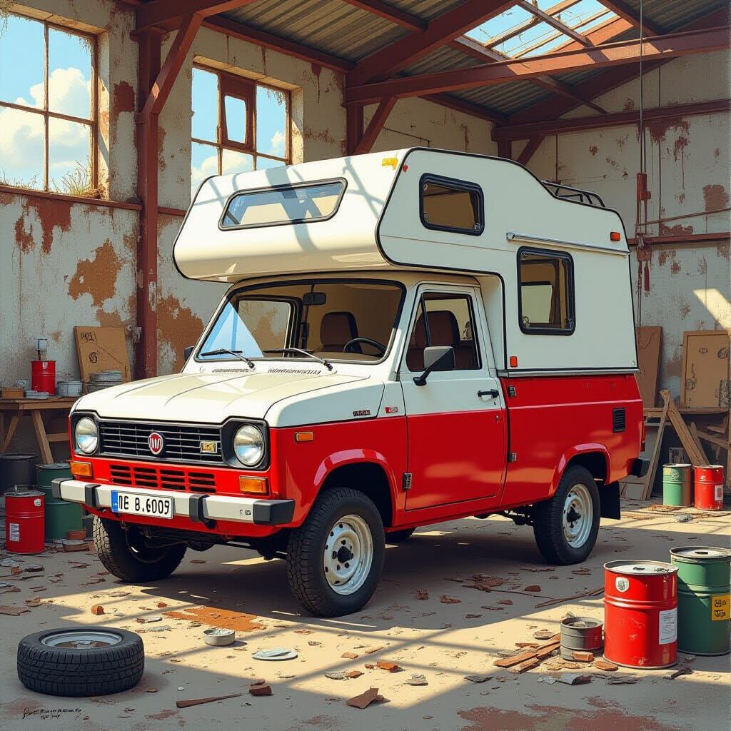2025 Fiat Panda Camper in Abandoned Workshop