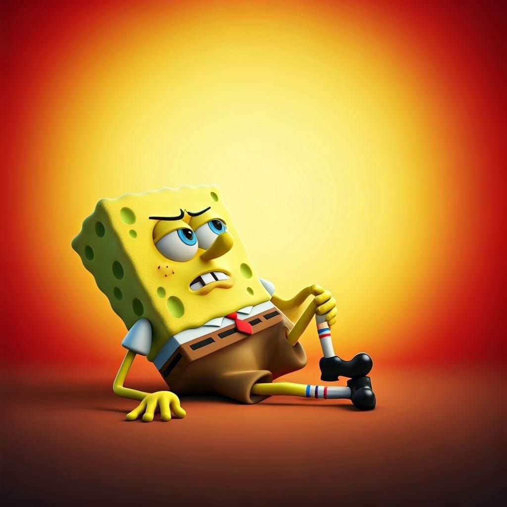 SpongeBob Ankle Injury in Pixar-Style 3D Animation
