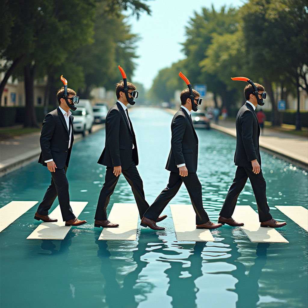 Abbey Road Recreation with Snorkels in a Pool