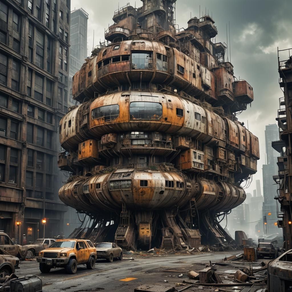 Science Vessel Surveys Post-Apocalyptic City in Retro Sci-Fi...