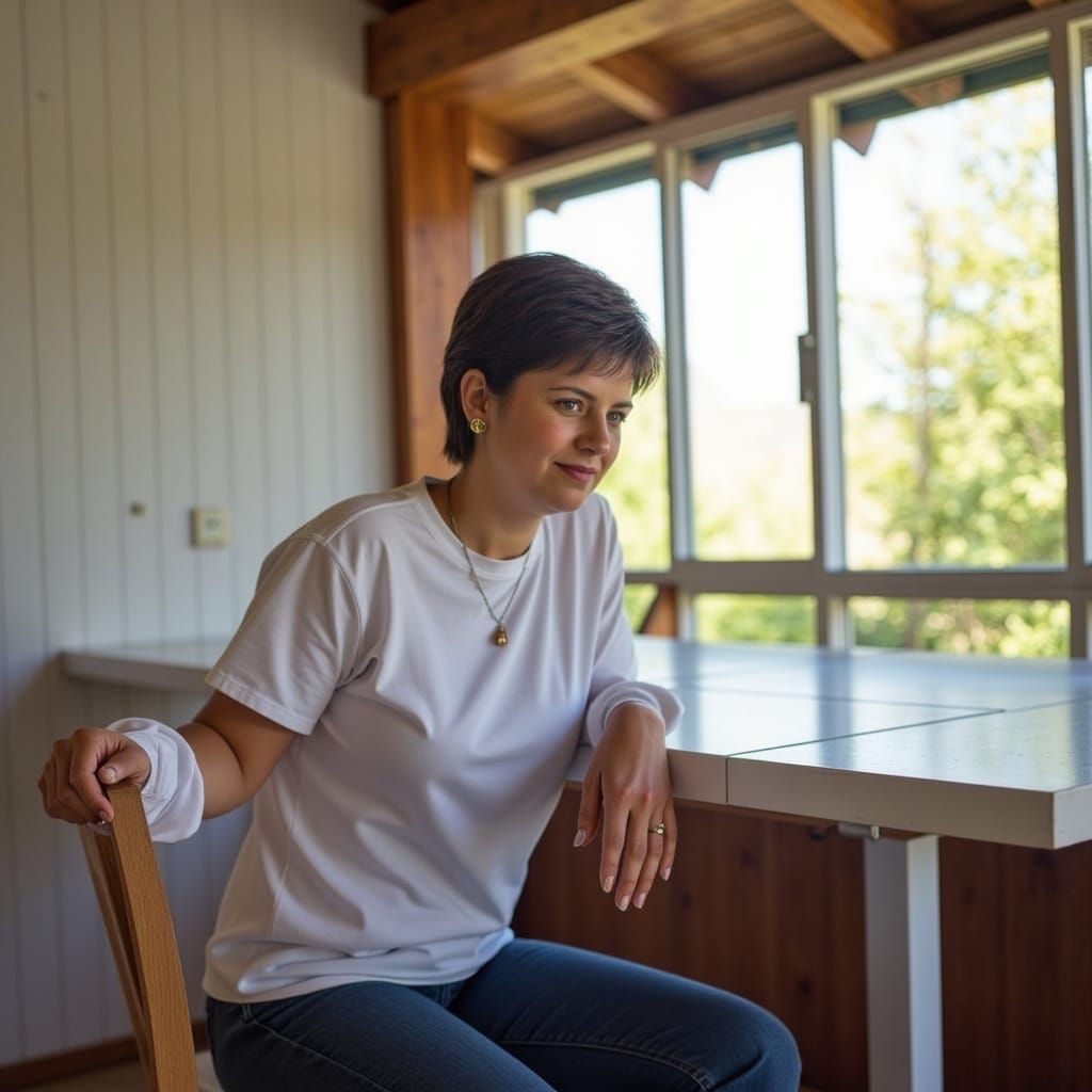 Woman in Modern Chair: 3D Illustration Inspired by Anime