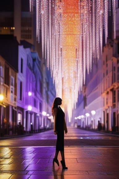 Cityscape Silhouette in Dreamlike Colors