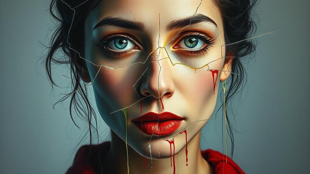 Fractured Light: Surreal Oil Painting of a Woman