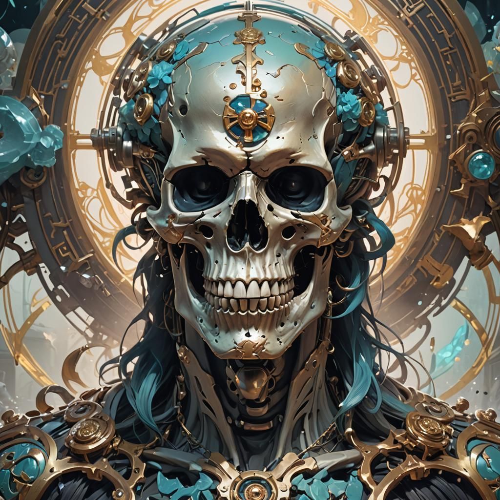 Skull Brain Freeze Portrait in Hyperdetailed Digital Art
