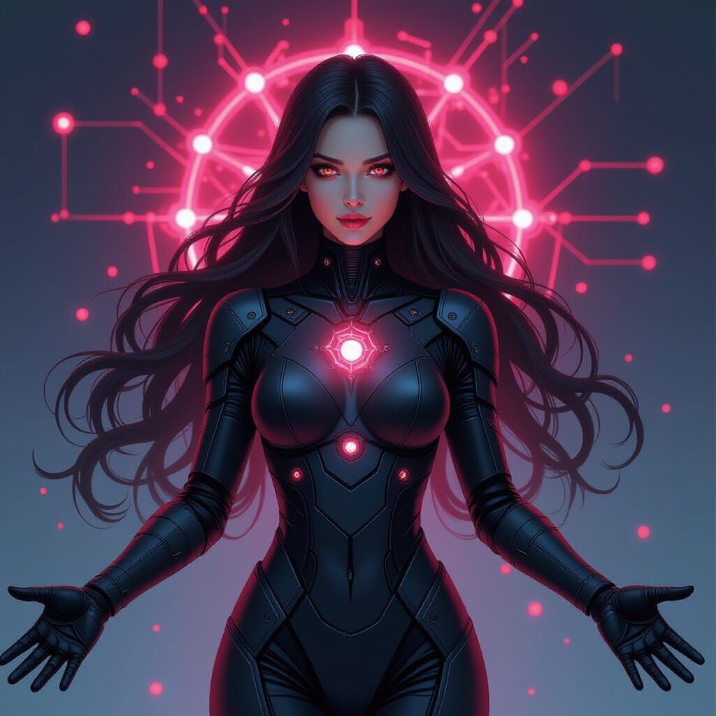 Futuristic Gothic Woman in Hyperrealism Style