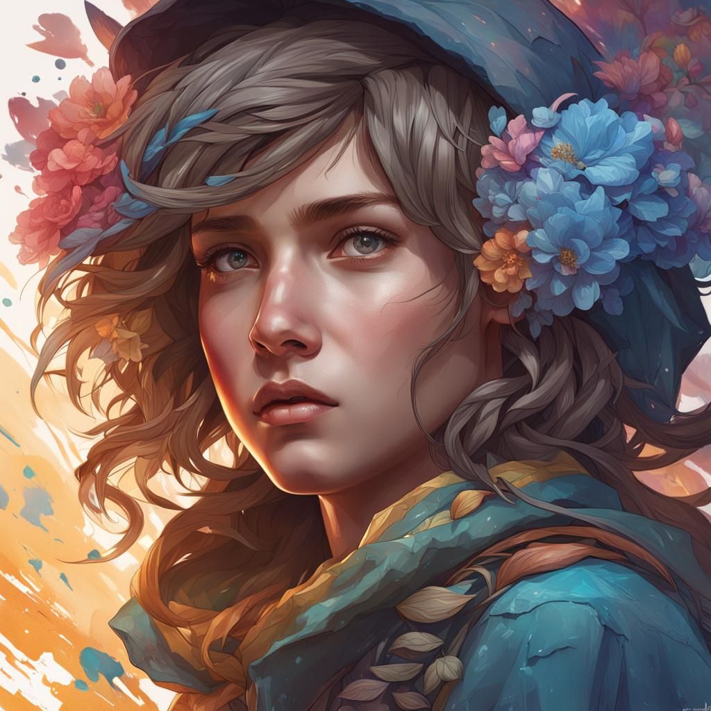 Detailed Portrait of Youth in Art Nouveau Style