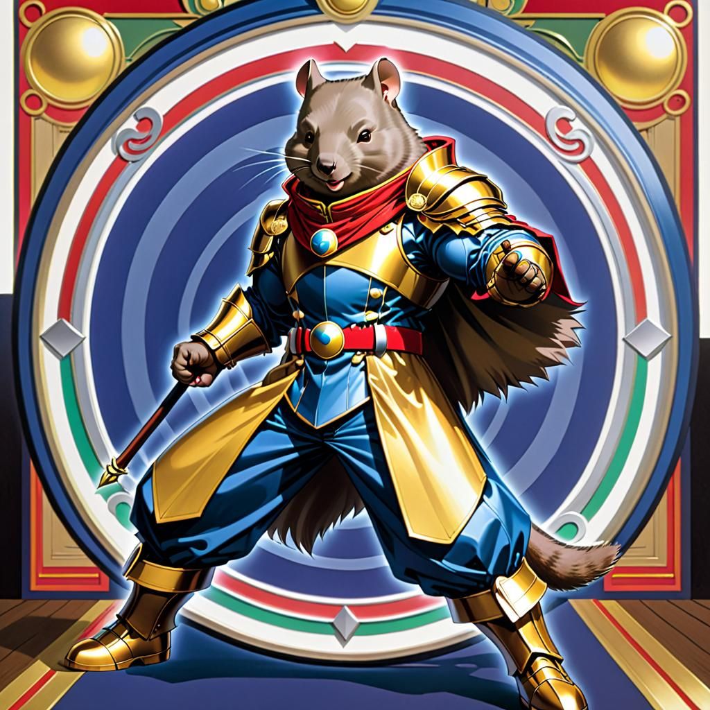 Anime Wombat Hero in Art Nouveau Style