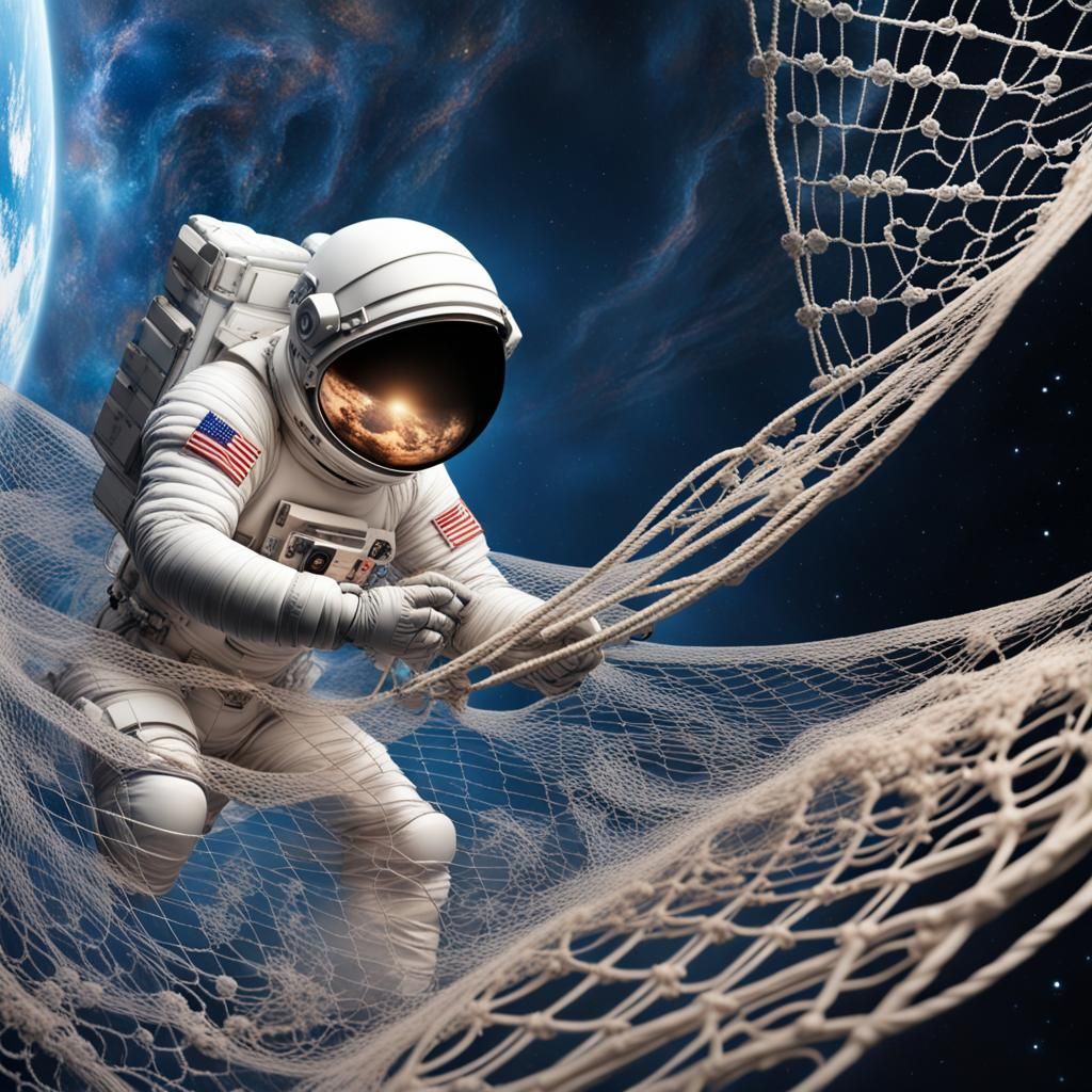 Astronaut Fishing for Jupiter in Space Fantasy