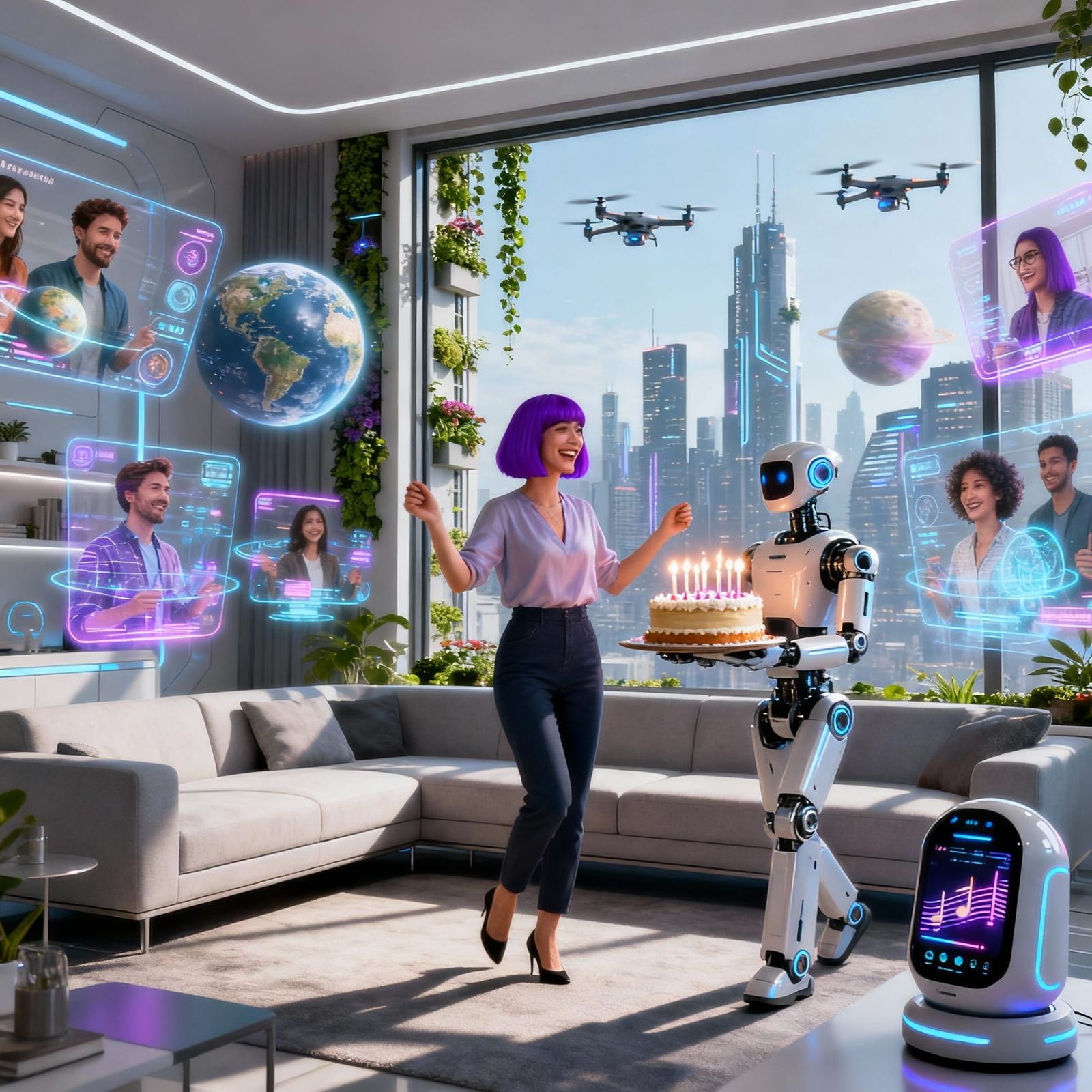 Futuristic Birthday Party with Holographic Guests