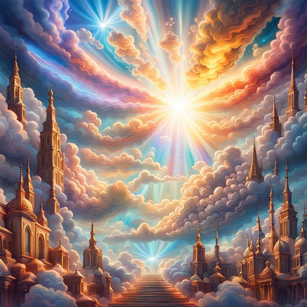 Heavenly Astral Cosmic Illustration in Mixed Media