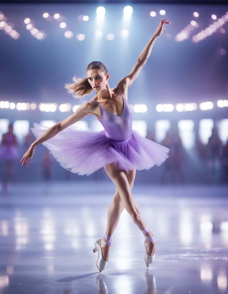 Elegant Ice Skater in Dynamic Motion: Digital Matte Painting