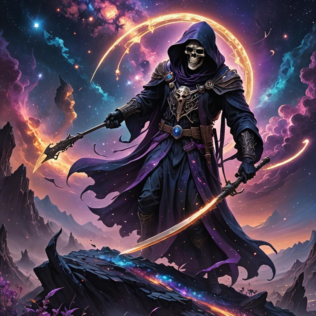 Cosmic Grim Reaper Harvesting Souls, Fantasy Art