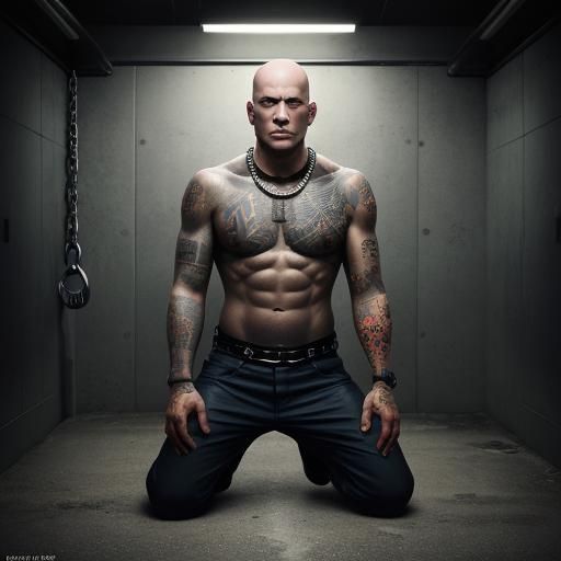 Prisoner in Orange Uniform, Hyperrealistic Detailed Art