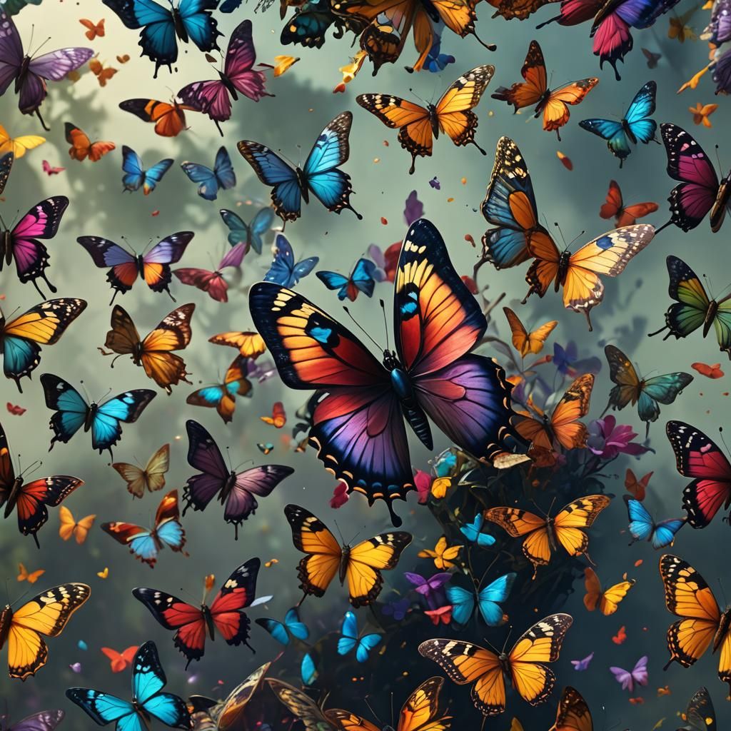 Colorful Butterfly in Detailed Matte Painting
