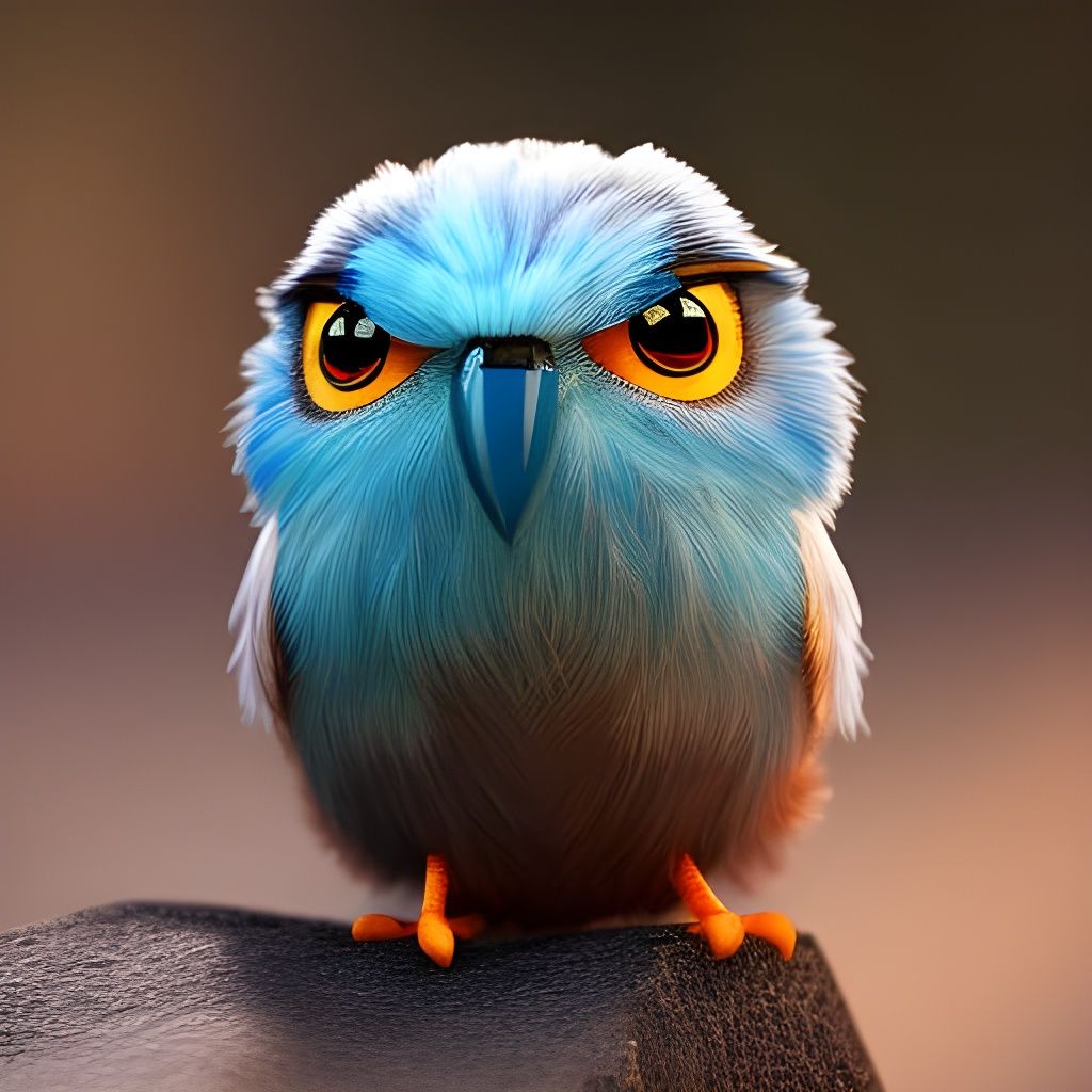 Adorable Crystalline Baby Owl: Digital Art
