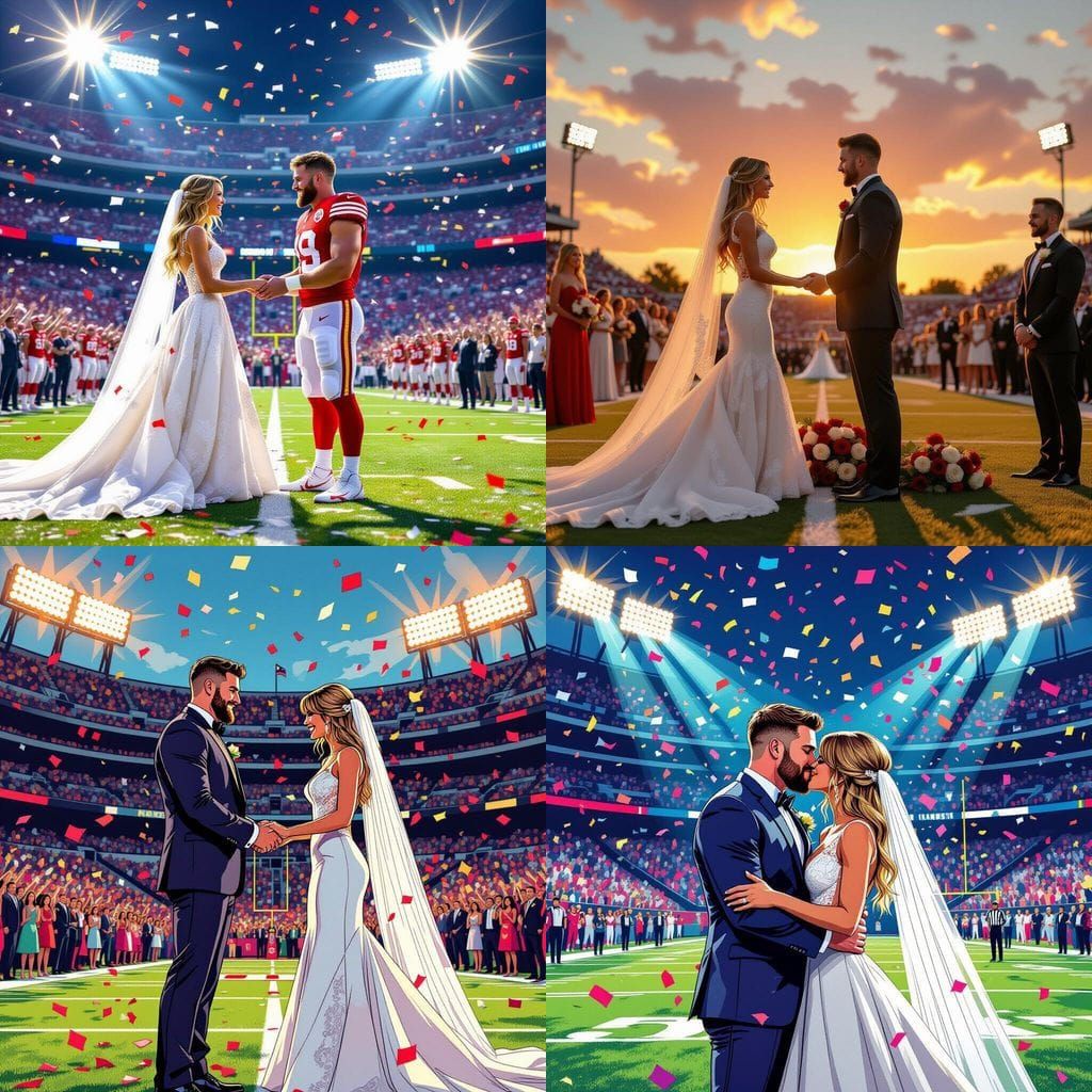 Taylor Swift & Travis Kelce Wedding on Football Field