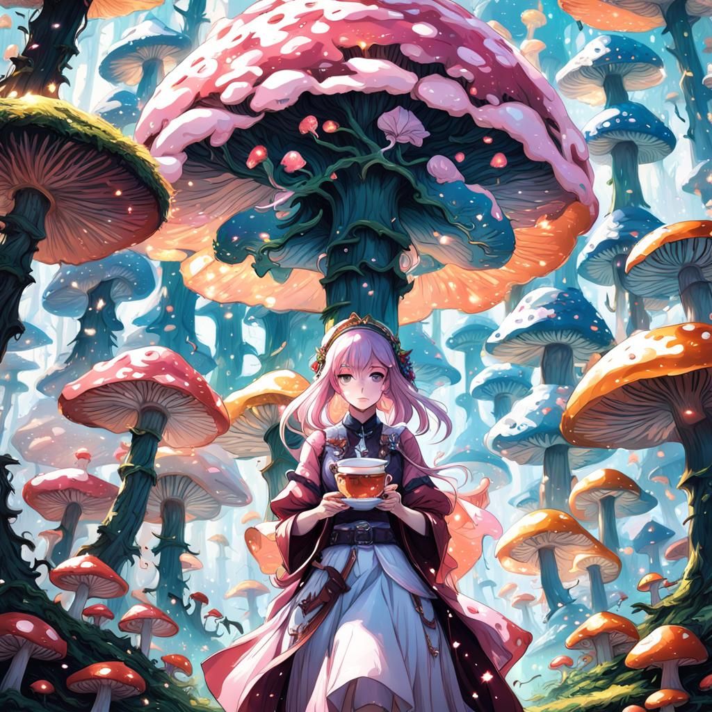 Girl in Sparkling Mushroom Forest, Anime Key Visual
