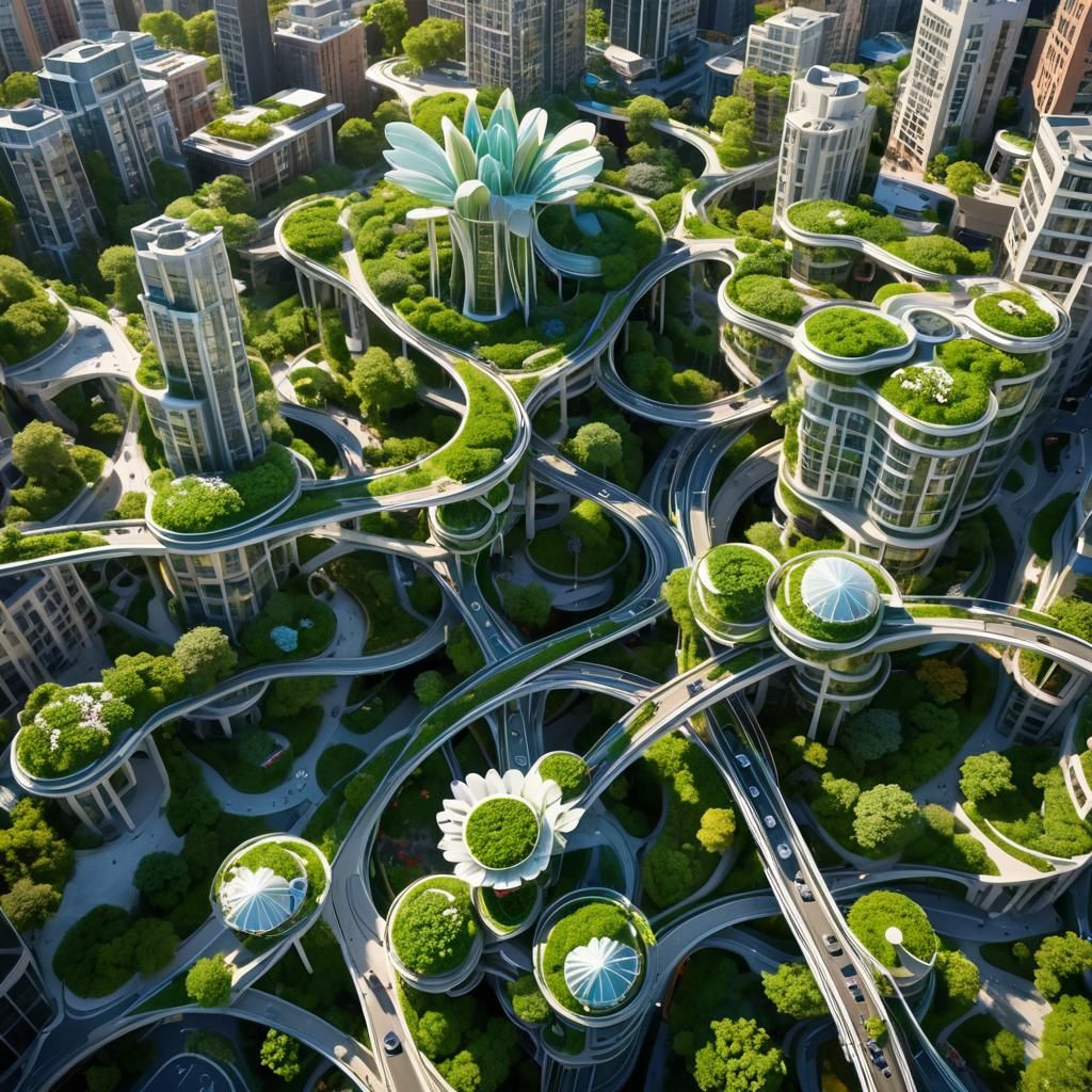 Futuristic Clover Cityscape: Biophilic Urban Design