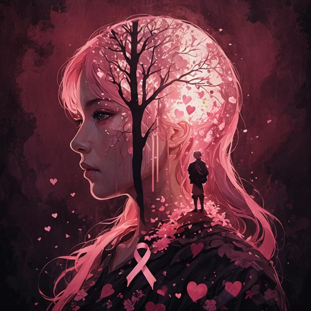 Manhwa-Inspired Double Exposure Portrait of Cancer Survivor
