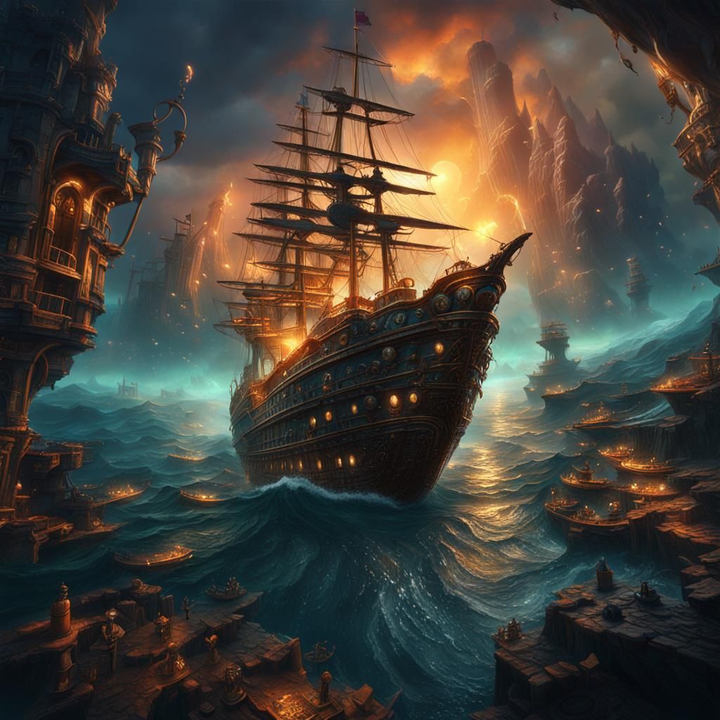 Fantastical Sinking Ship Matte Painting