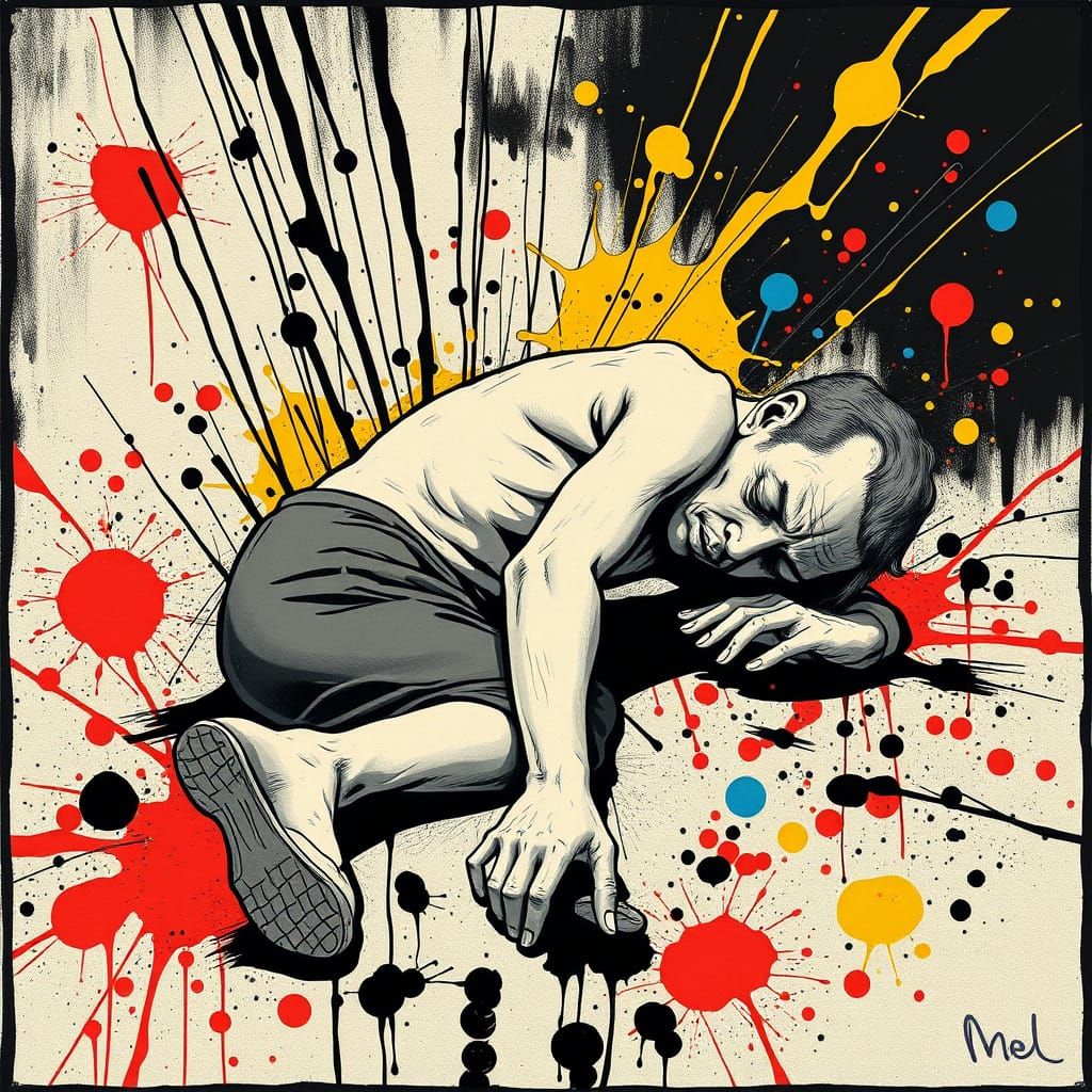 Defeated Figure in Graphic Novel Style