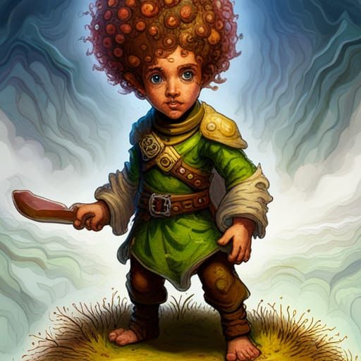 Halfling Rogue in Spirographic Pointillist Style