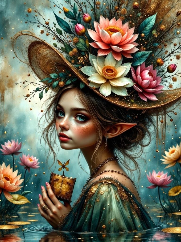 Ethereal Elven Beauty with Enchanted Daughter and Vibrant Fl...