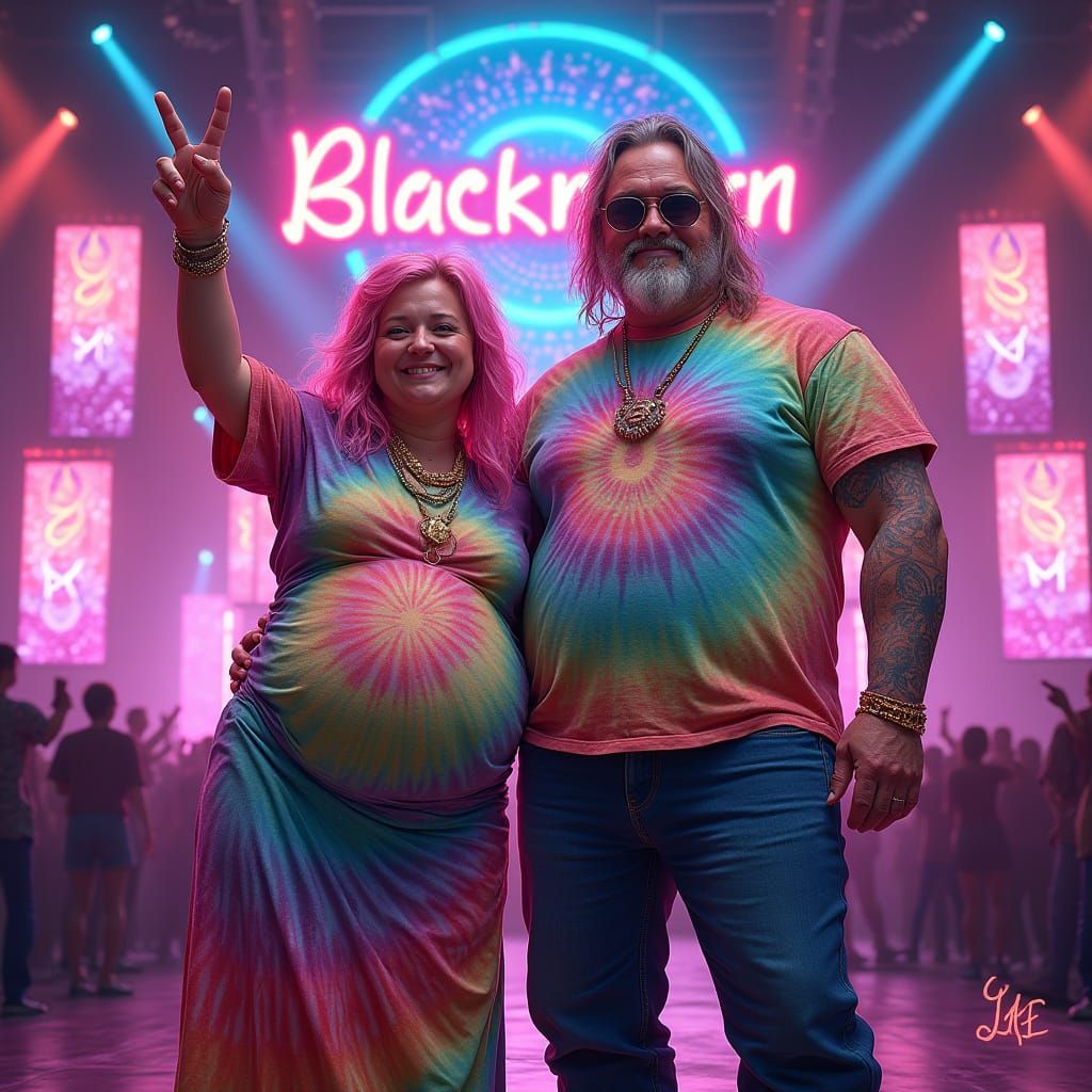 Hippie Couple Celebrates Life at a Vibrant Music Festival