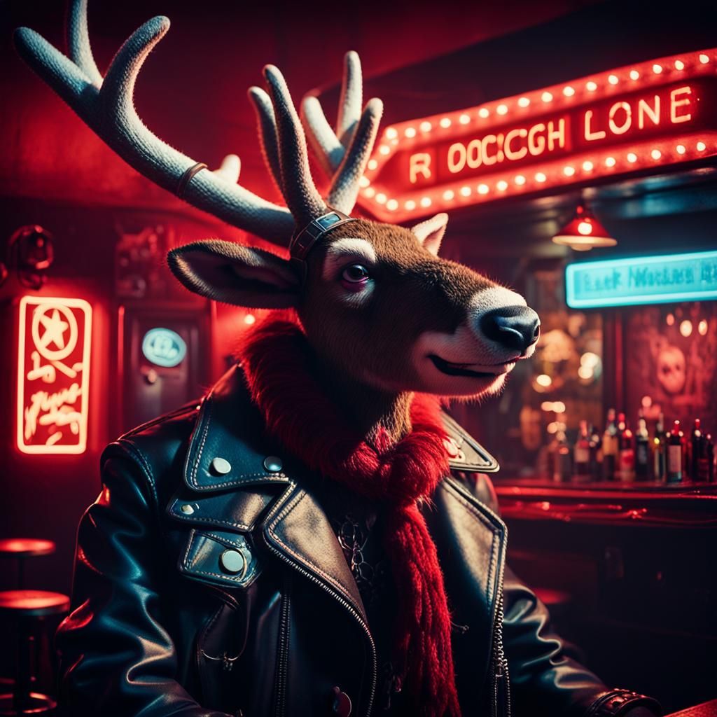 Rudolf the Red-Nosed Reindeer as a Moody Punk Rockstar