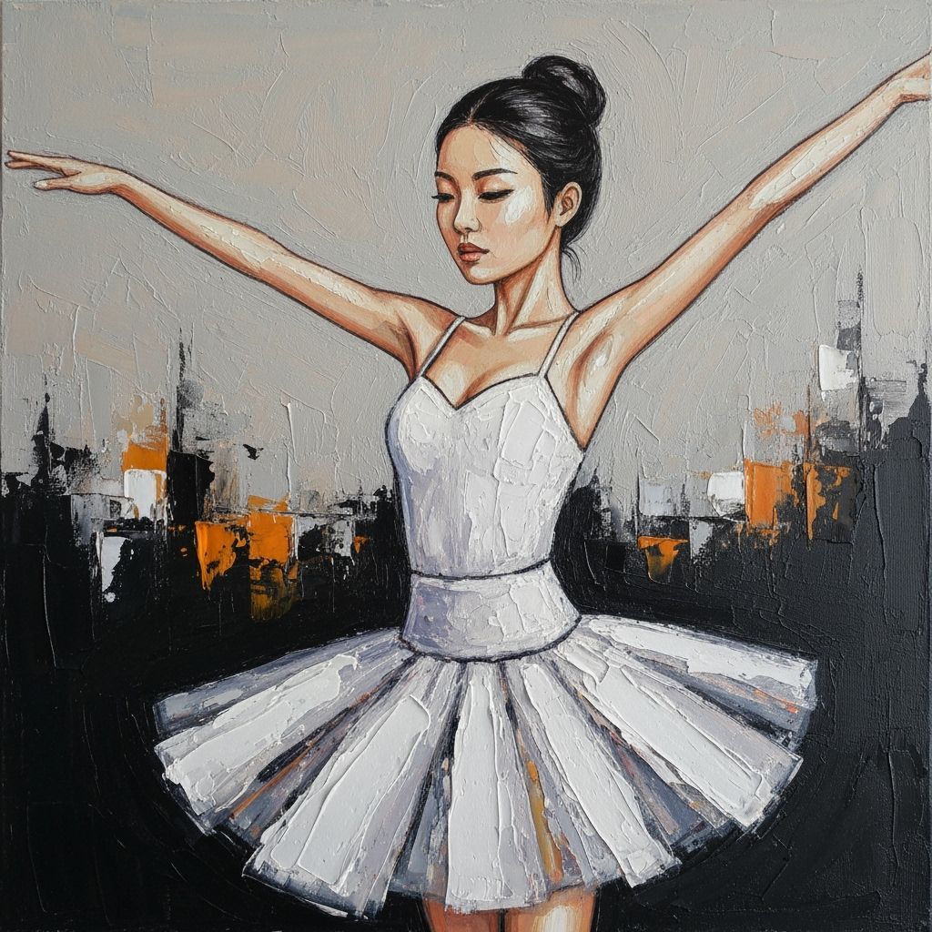 Impasto Ballerina Dancer in Abstract Style