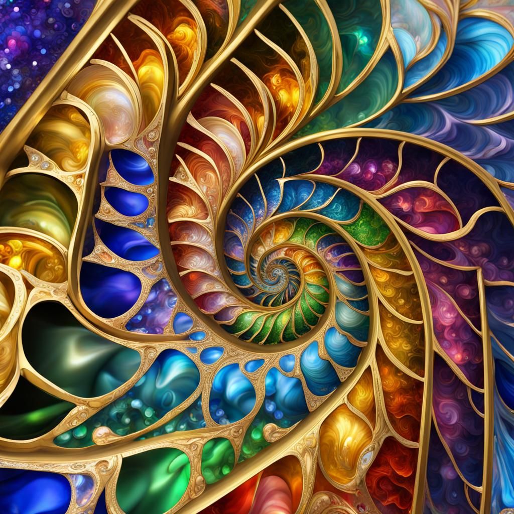Cloisonne Rainbow Spiral with Gold and Crystals