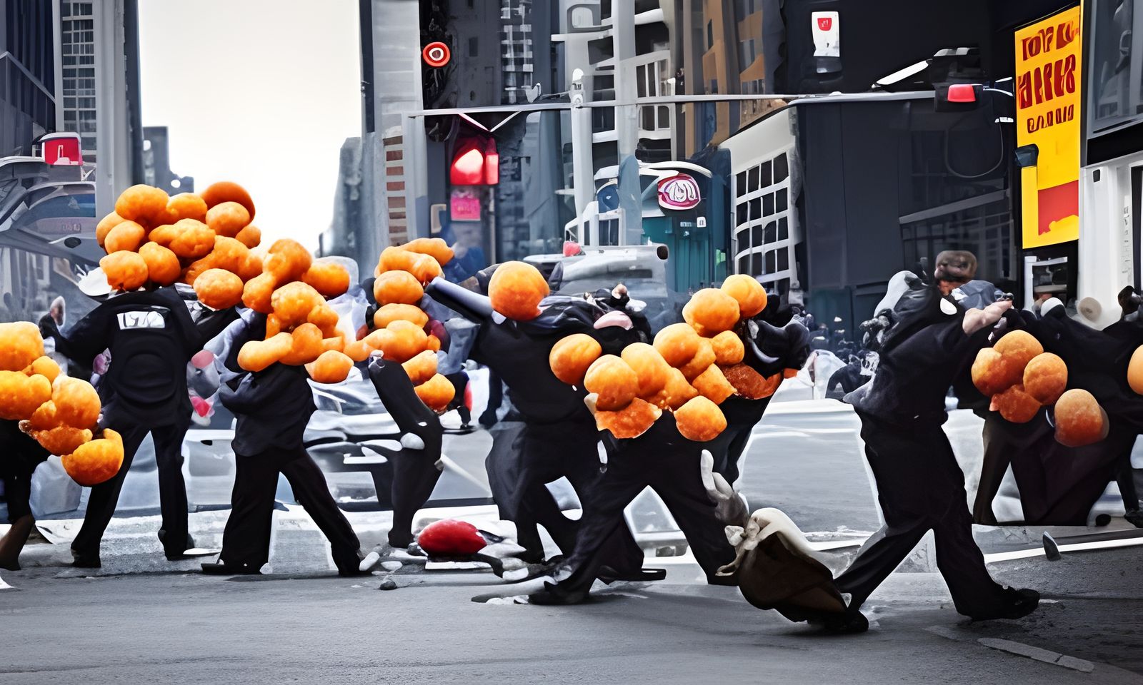 Orange Donuts Riot in Manhattan: Photojournalism