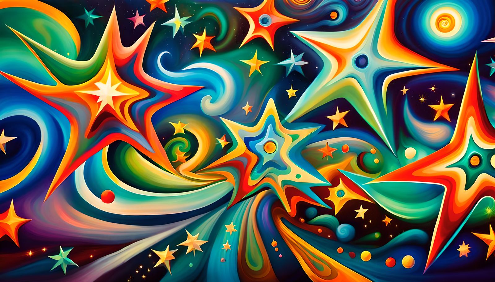 Iridescent Stars Connected in Electromagnetic Plasma Maelstr...