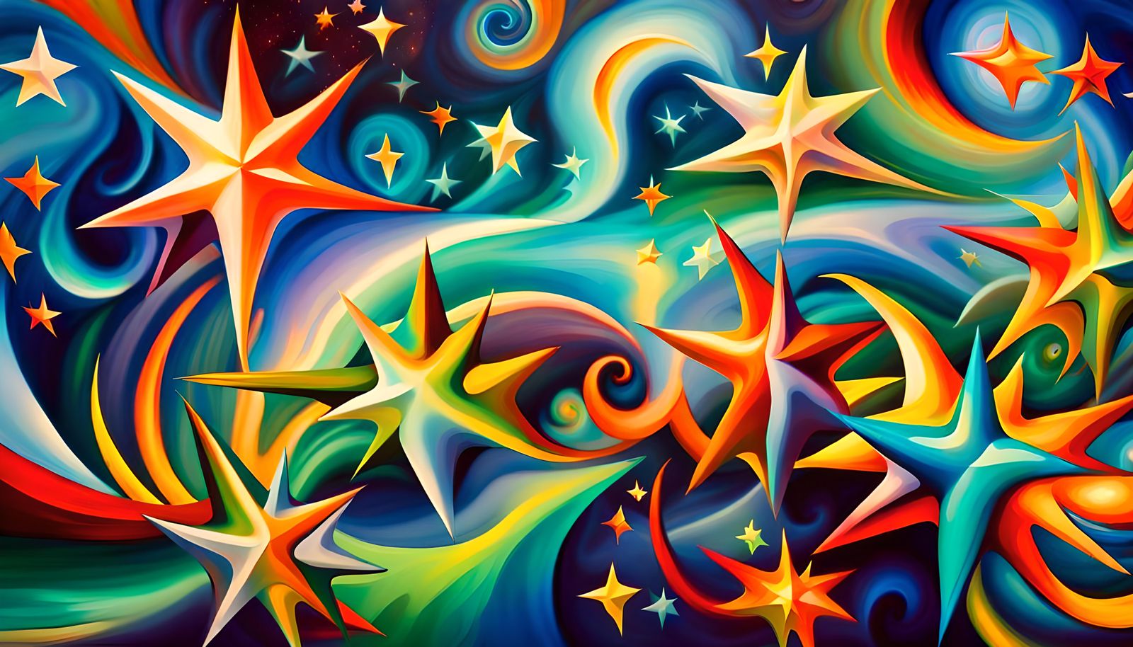 Iridescent Stars in Electromagnetic Plasma: Impasto Painting