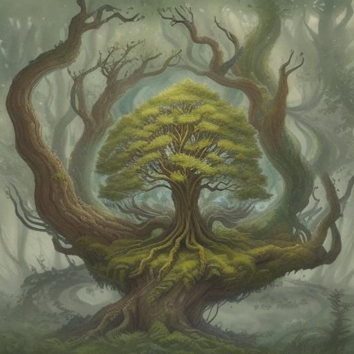 Yggdrasil: World Tree in Watercolor Style